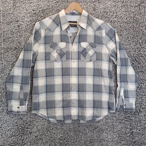 American Eagle Outfiter Shirt Men Extra Large Gray Casual Snap Down Collar Plaid